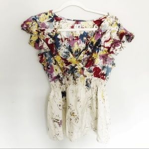 Anthropologie Edme and Esyllte Silk Plunge Blouse